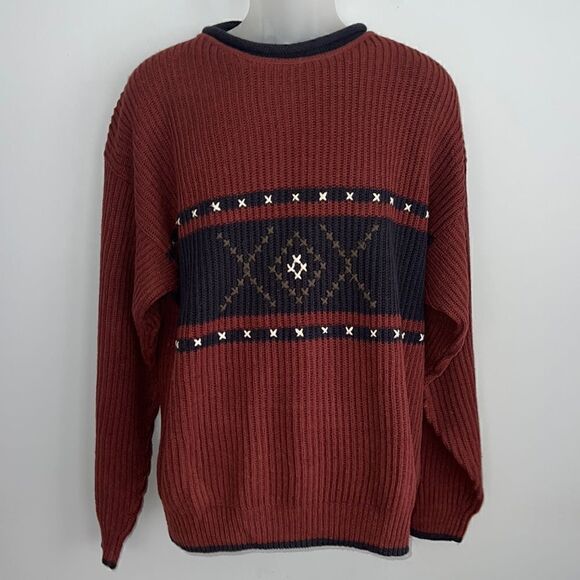 Men’s M Robert Bruce vintage Thick chunky knit sweater hand stitched detail - Picture 1 of 14